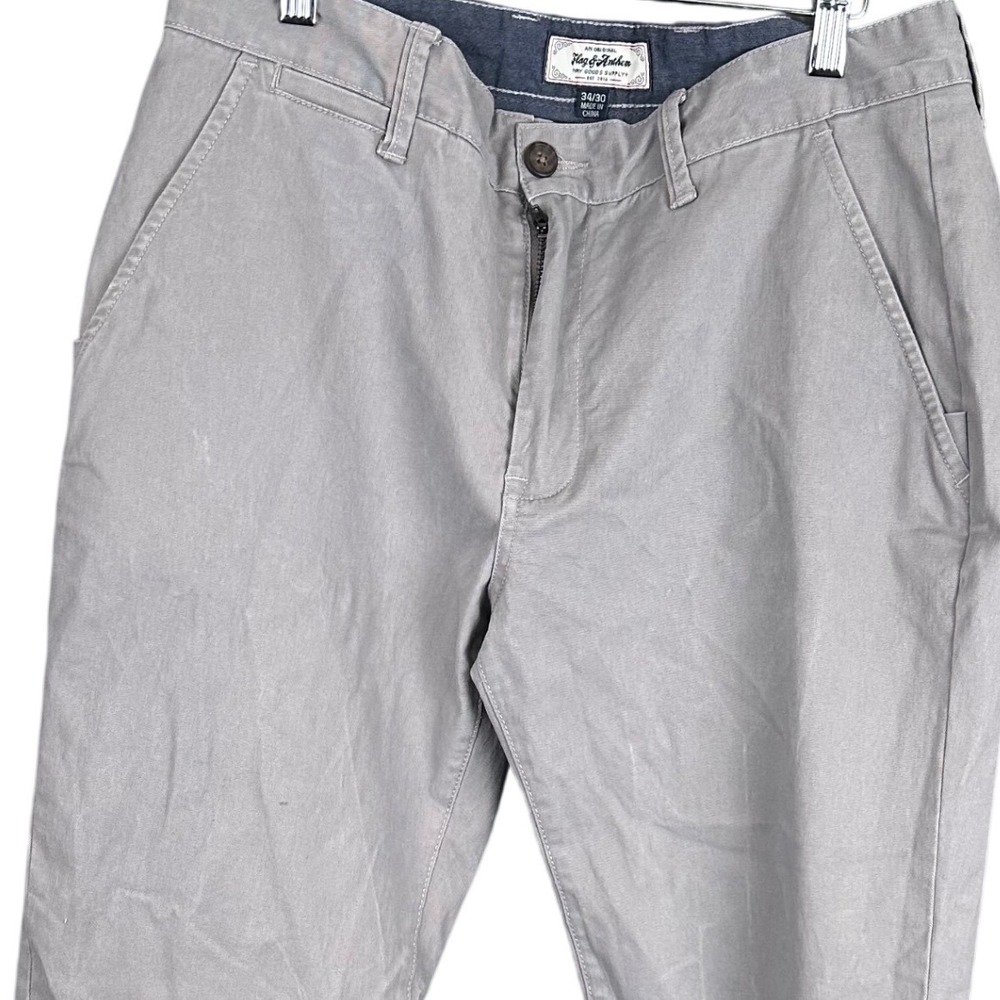 Flag & Anthem Mens Grey Chino Pants 34x30 Casual Flat Front Trousers
